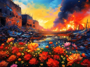 Exhibited work by Salma Khan, Canadian artist, Toronto, titled Hope